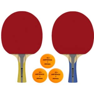 PONGORI Tischtennis-Set 2 Schläger TTR 100 3* Allround und 3 Bälle orange TTB 100* 40+