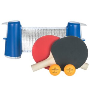 PONGORI Tischtennis-Set Rollnet Small + 2 Schläger + 2 Bälle